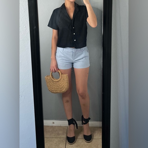 J.crew light blue cotton trouser shorts 0 | coastal granddaughter preppy travel - Picture 5 of 14